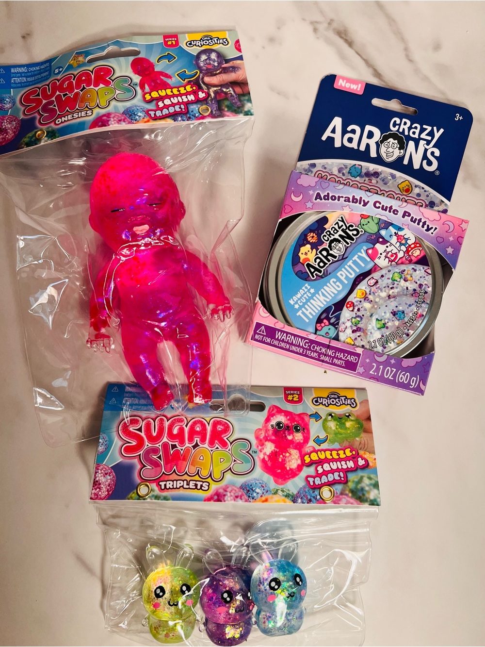 Sugar Swaps Onesies Baby & Triplets Bunnies, Crazy Aaron's Kawaii Cute Putty